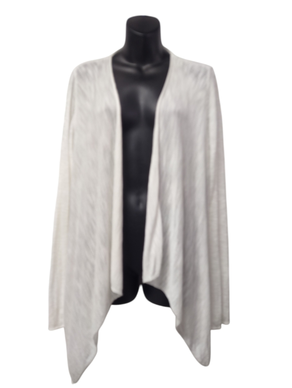 Torrid White Open Front Cardigan Size 1 Hi-Low Hem Lightweight Knit Rayon Nylon